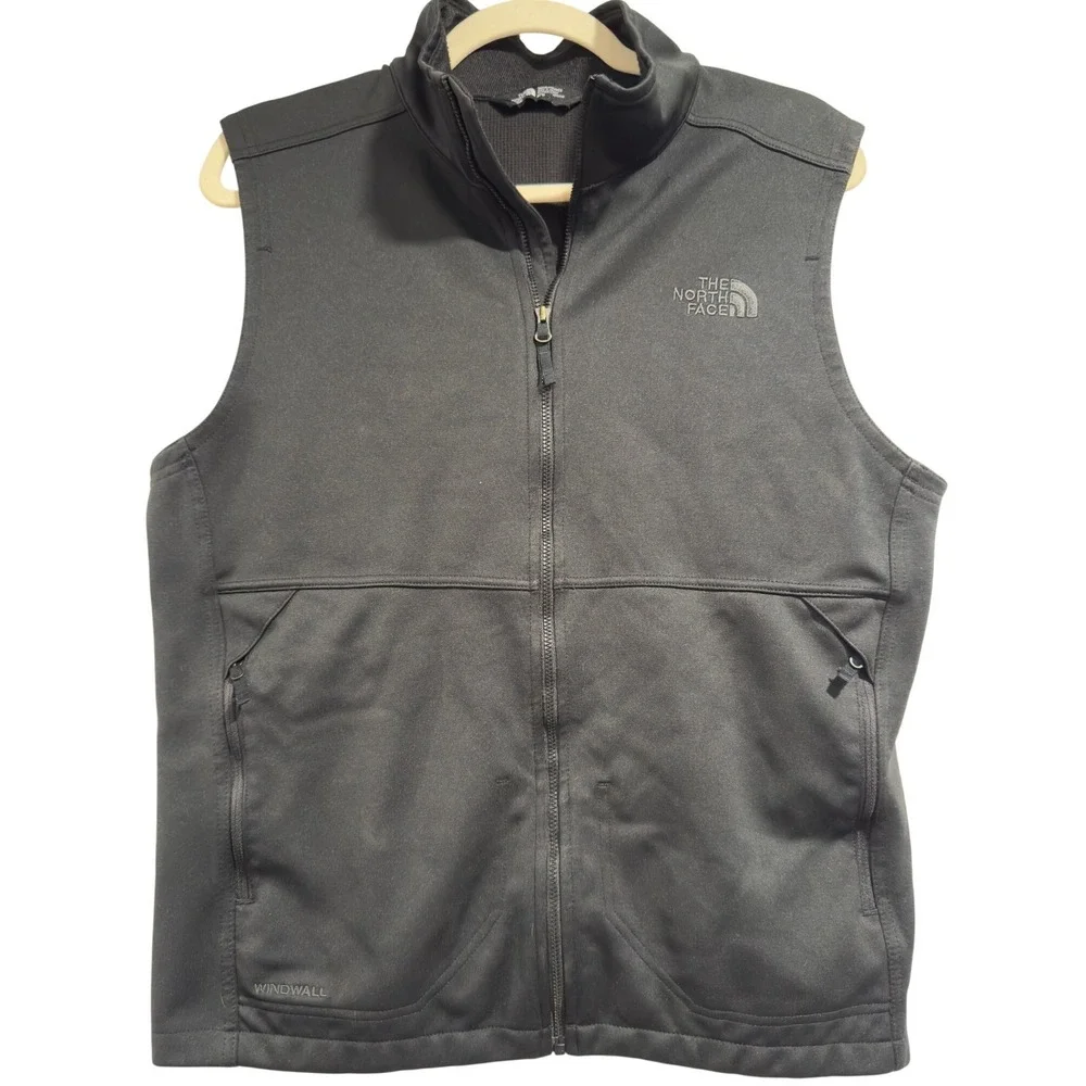 The North‎ Face Mens WindWall Softshell Vest Black Full Zip Fleece Lined Medium